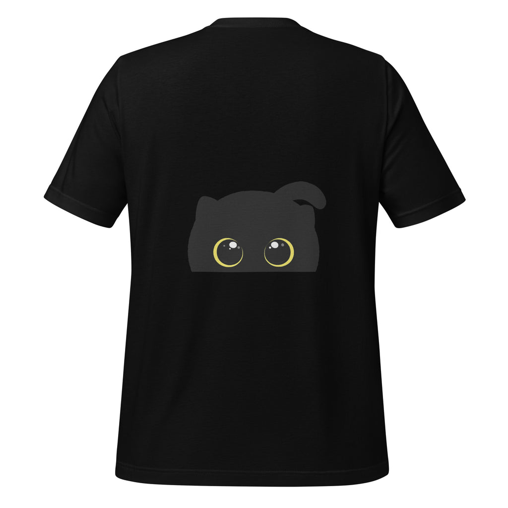 Snowblack black cat graphic t-shirt in black color back