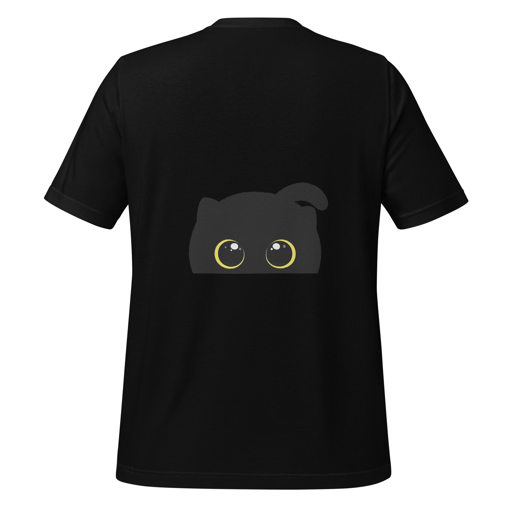 Snowblack black cat graphic t-shirt in black color back