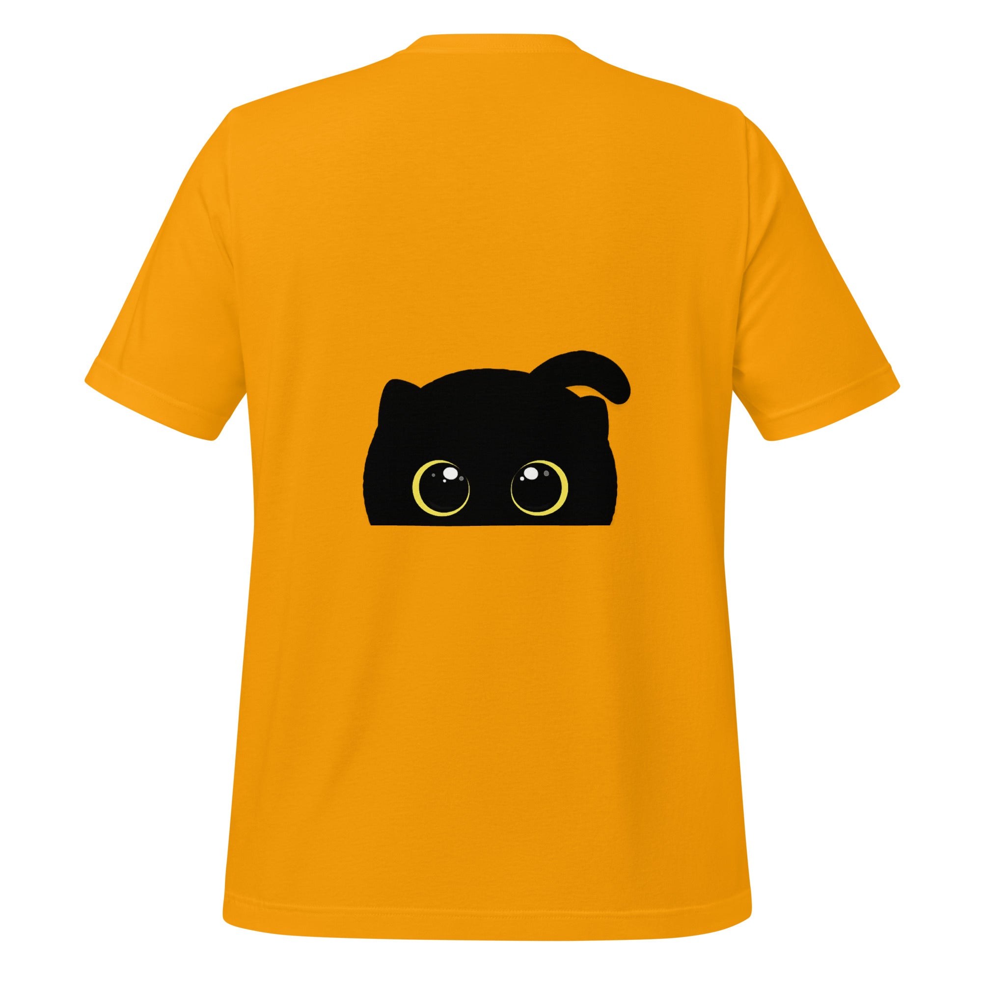 Snowblack black cat graphic t-shirt in gold color back
