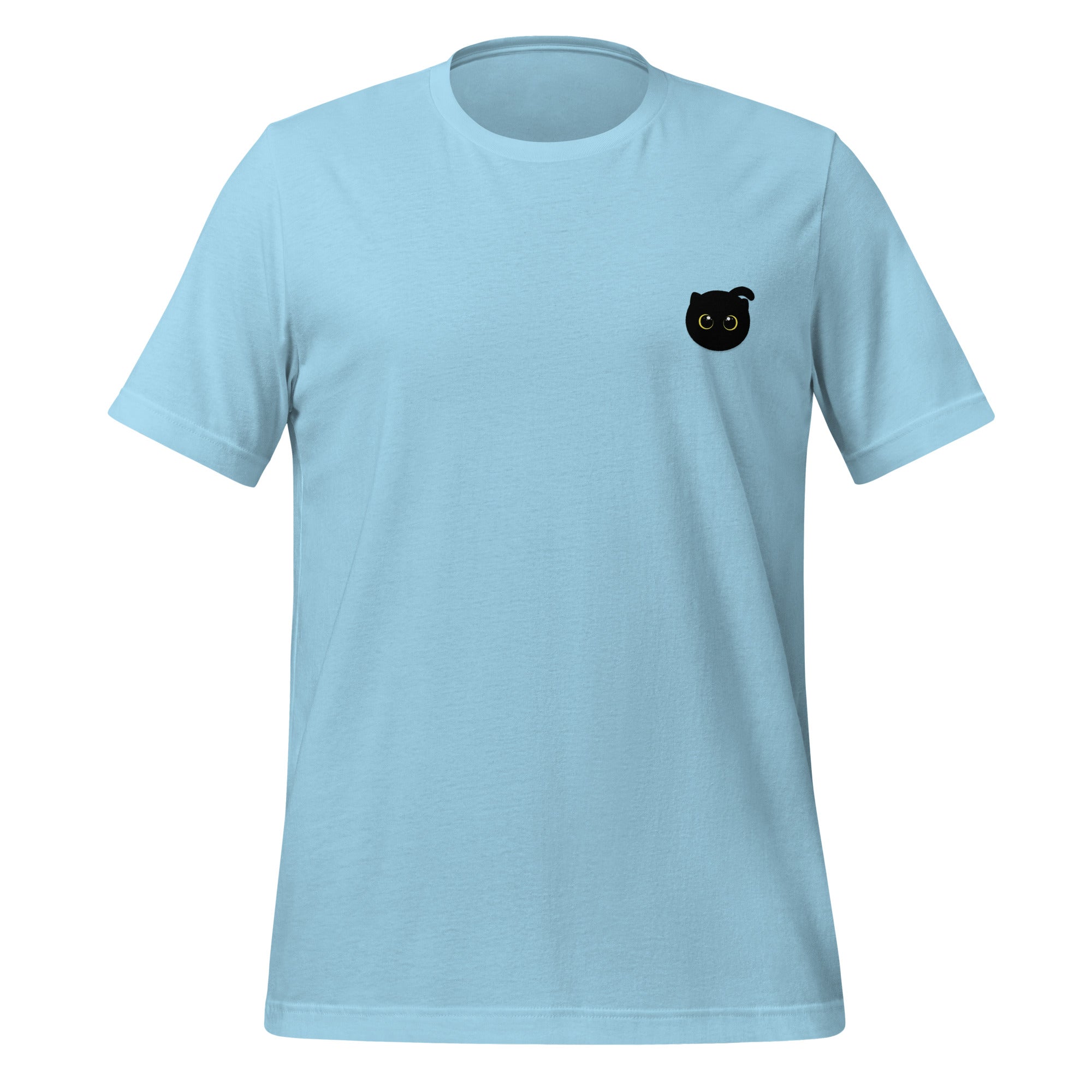 Snowblack black cat graphic t-shirt in blue color
