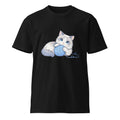Black premium T-shirt with a blue-eyed ragdoll cat playing with a yarn ball graphic