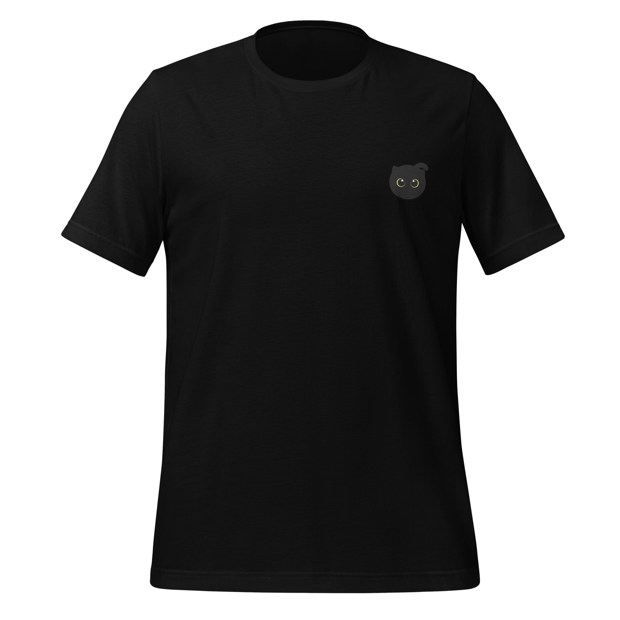 Snowblack black cat graphic t-shirt in black color