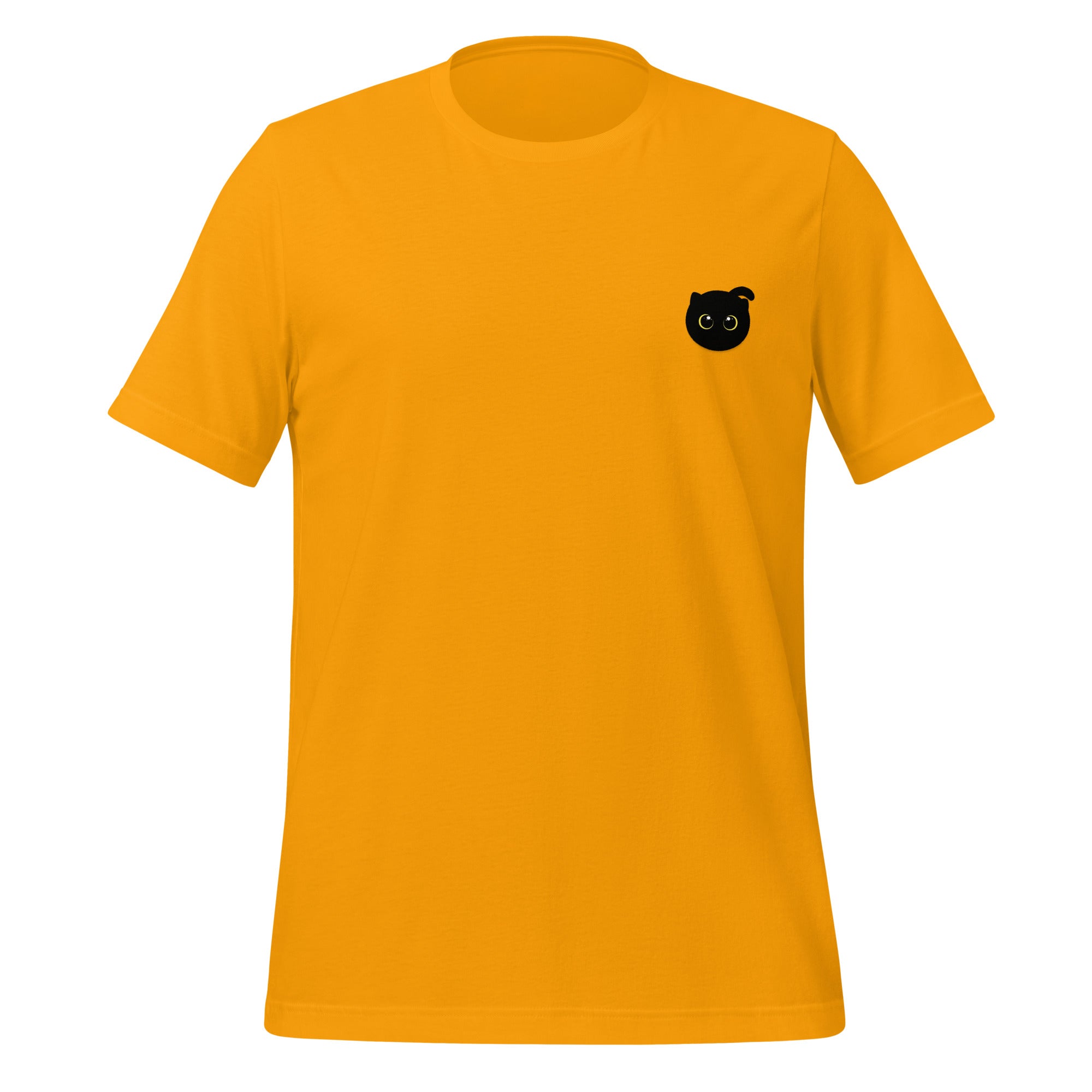 Snowblack black cat graphic t-shirt in gold color