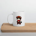 White glossy mug with a cute cowboy black-and-white cat graphic